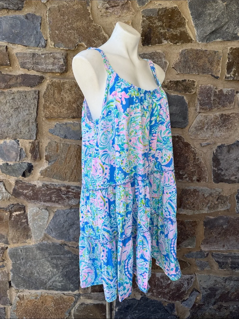 Lilly Pulitzer Tiered 'Loro Swing Dress' in Multi Dream Team Print Size XXL - Picture 7 of 10